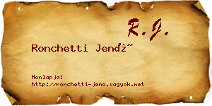 Ronchetti Jenő névjegykártya